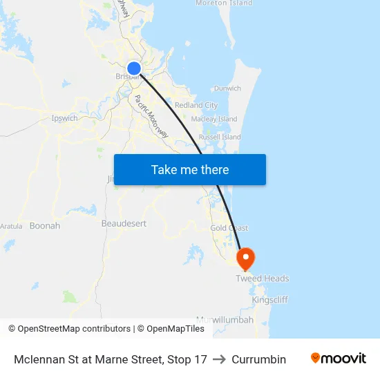 Mclennan St at Marne Street, Stop 17 to Currumbin map