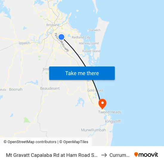 Mt Gravatt Capalaba Rd at Ham Road South to Currumbin map