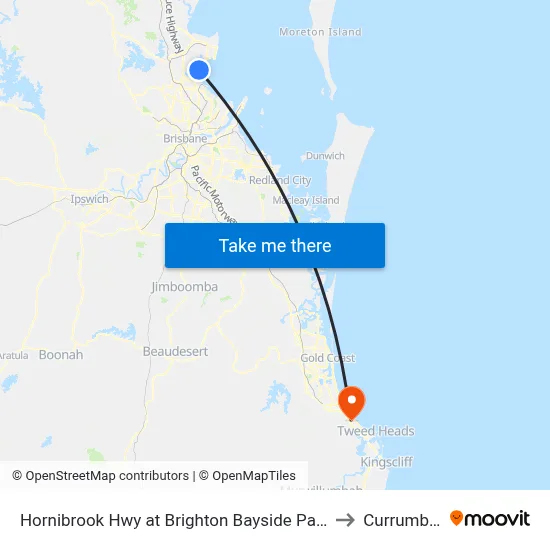 Hornibrook Hwy at Brighton Bayside Park to Currumbin map