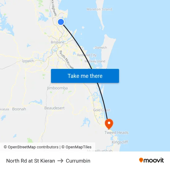 North Rd at St Kieran to Currumbin map