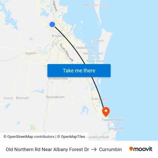 Old Northern Rd Near Albany Forest Dr to Currumbin map