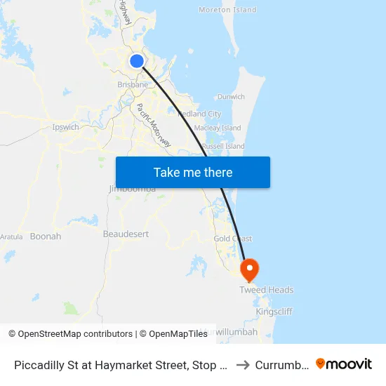 Piccadilly St at Haymarket Street, Stop 48 to Currumbin map