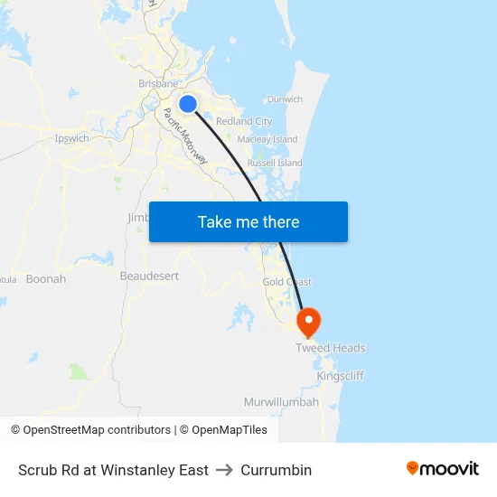 Scrub Rd at Winstanley East to Currumbin map