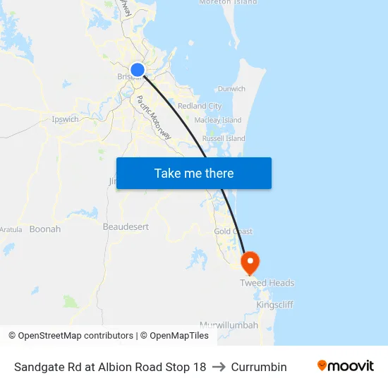 Sandgate Rd at Albion Road Stop 18 to Currumbin map