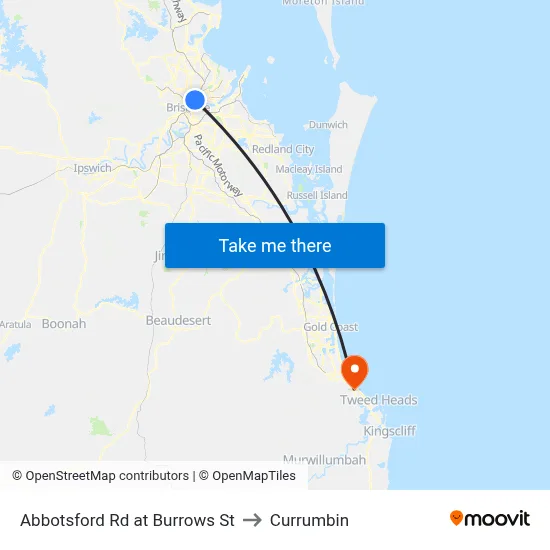 Abbotsford Rd at Burrows St to Currumbin map