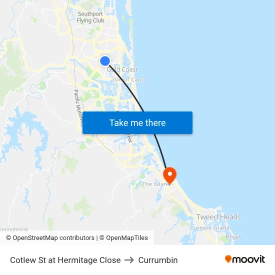Cotlew St at Hermitage Close to Currumbin map