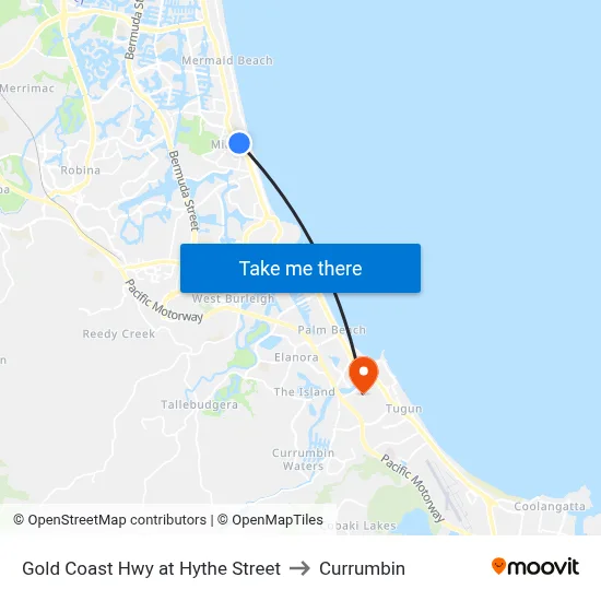 Gold Coast Hwy at Hythe Street to Currumbin map