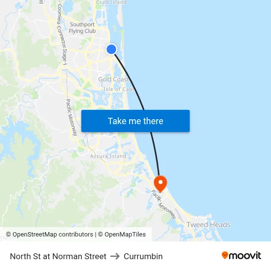 North St at Norman Street to Currumbin map