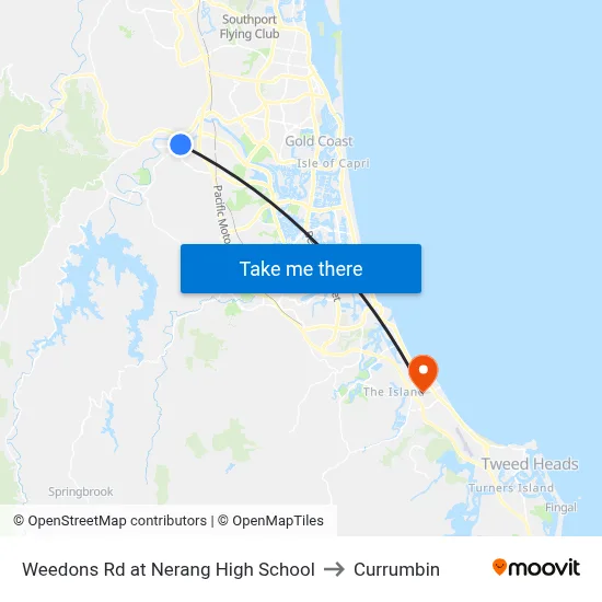 Weedons Rd at Nerang High School to Currumbin map