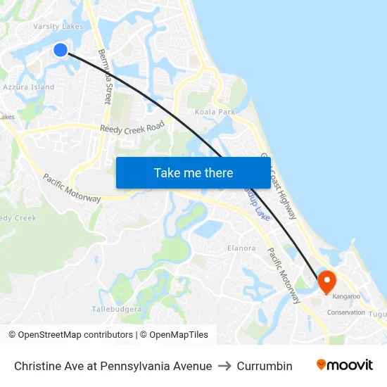 Christine Ave at Pennsylvania Avenue to Currumbin map
