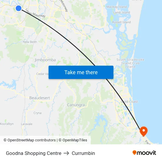 Goodna Shopping Centre to Currumbin map