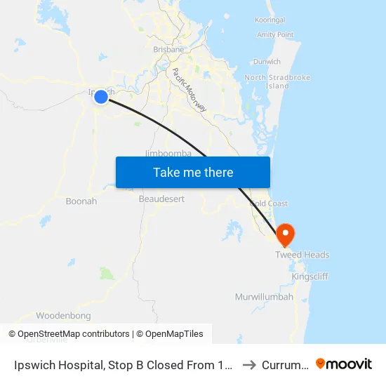 Ipswich Hospital, Stop B to Currumbin map