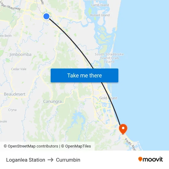 Loganlea Station to Currumbin map