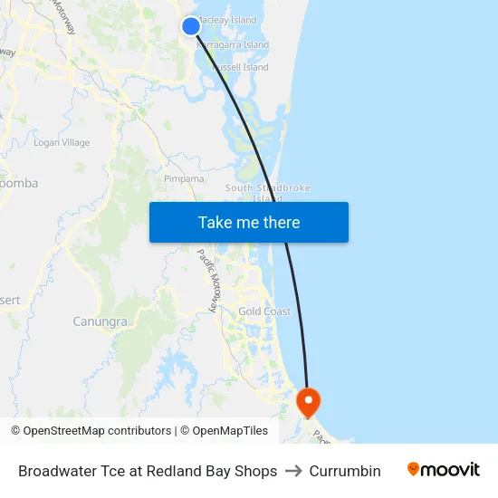Broadwater Tce at Redland Bay Shops to Currumbin map