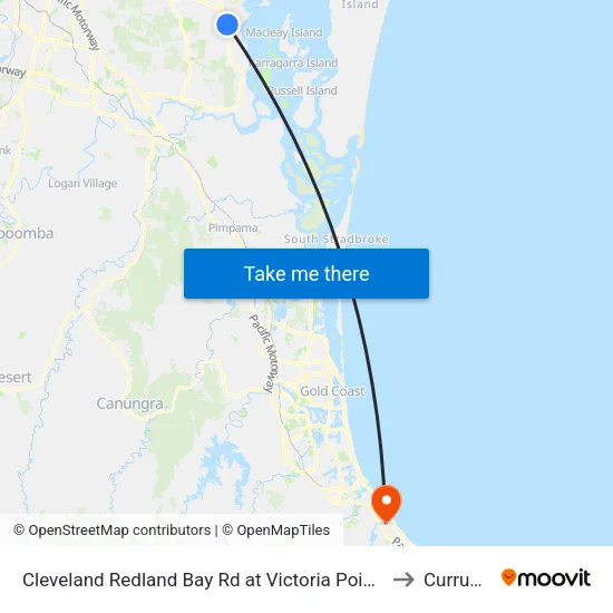 Cleveland Redland Bay Rd at Victoria Point High School to Currumbin map