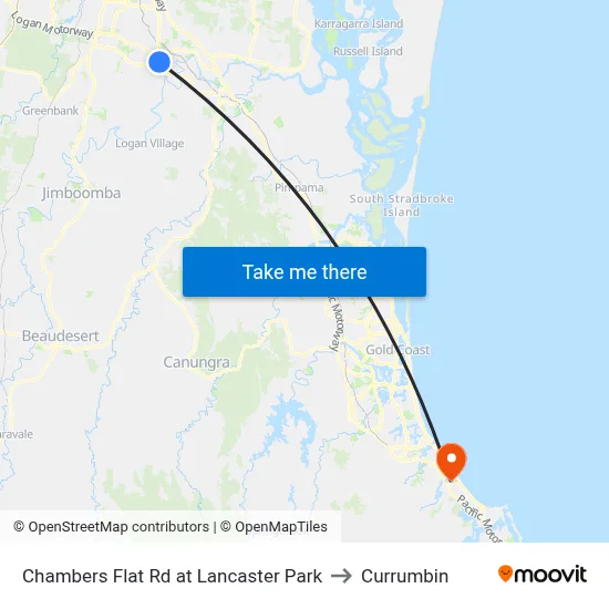 Chambers Flat Rd at Lancaster Park to Currumbin map