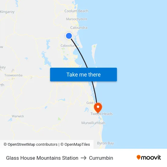 Glass House Mountains Station to Currumbin map