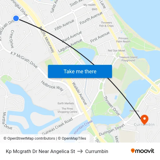 Kp Mcgrath Dr Near Angelica St to Currumbin map