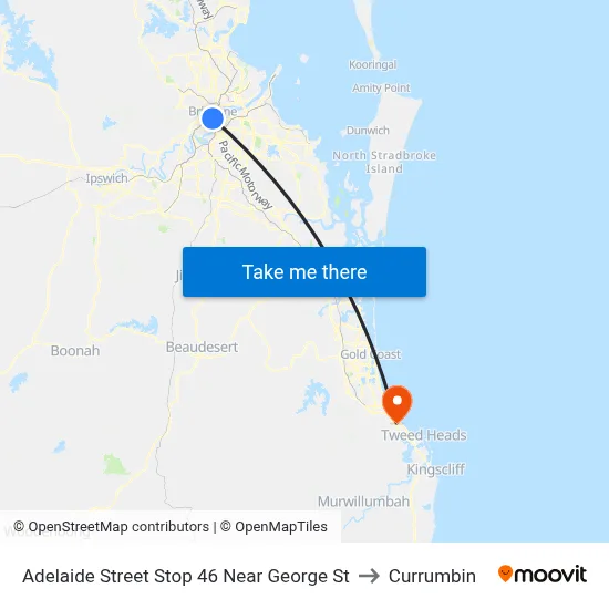 Adelaide Street Stop 46 Near George St to Currumbin map