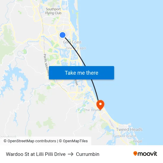 Wardoo St at Lilli Pilli Drive to Currumbin map