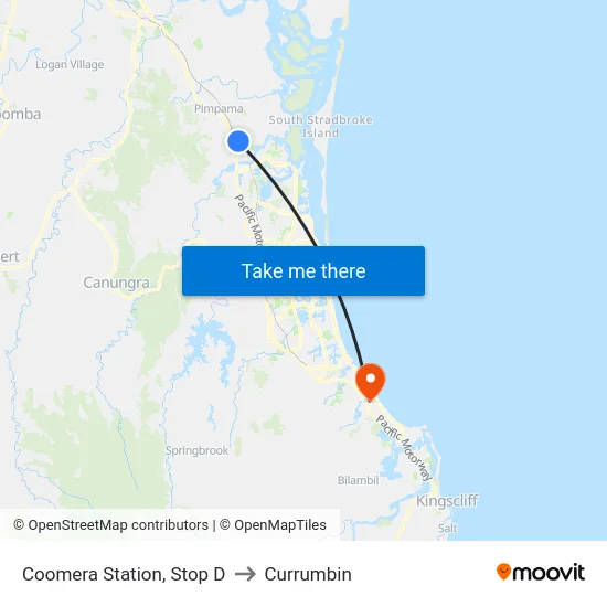 Coomera Station, Stop D to Currumbin map
