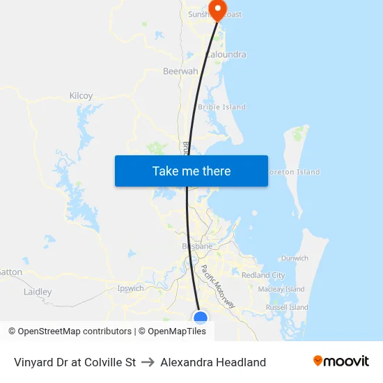 Vinyard Dr at Colville St to Alexandra Headland map