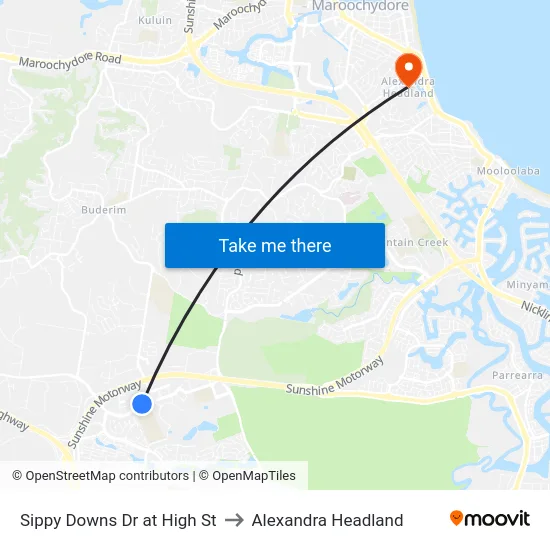 Sippy Downs Dr at High St to Alexandra Headland map