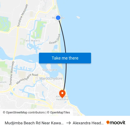Mudjimba Beach Rd Near Kawanna St to Alexandra Headland map
