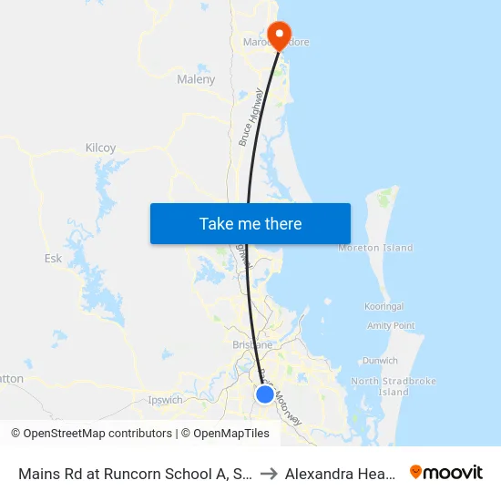 Mains Rd at Runcorn School A, Stop 68b to Alexandra Headland map