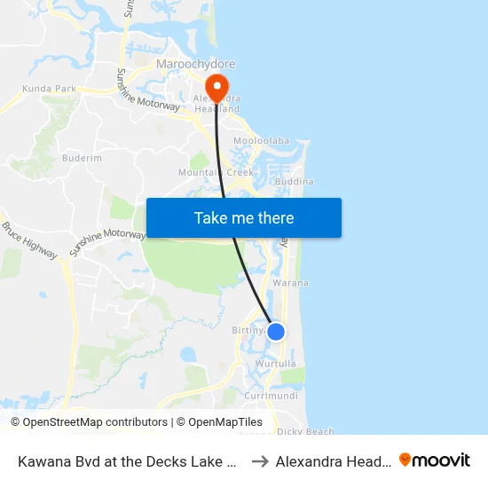 Kawana Bvd at the Decks Lake Kawana to Alexandra Headland map