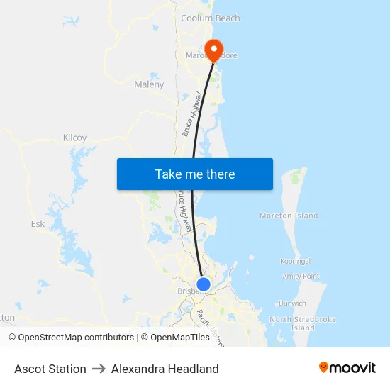 Ascot Station to Alexandra Headland map