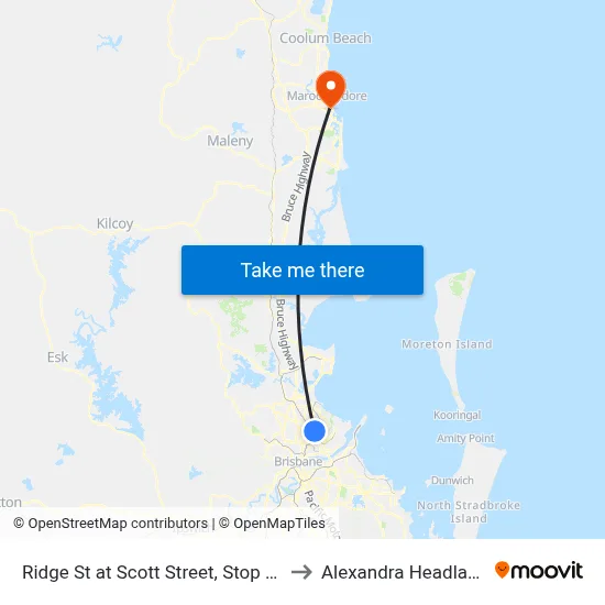 Ridge St at Scott Street, Stop 18 to Alexandra Headland map