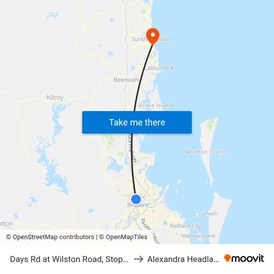 Days Rd at Wilston Road, Stop 1a to Alexandra Headland map