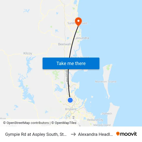 Gympie Rd at Aspley South, Stop 41 to Alexandra Headland map