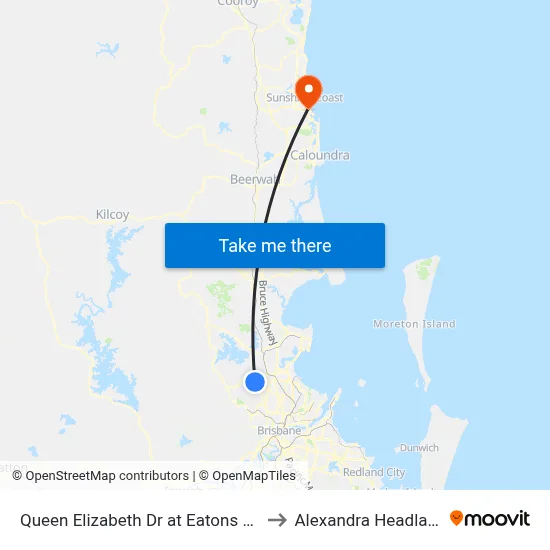 Queen Elizabeth Dr at Eatons Hill to Alexandra Headland map