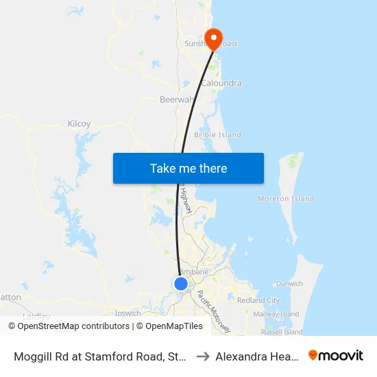 Moggill Rd at Stamford Road, Stop 22/23 to Alexandra Headland map
