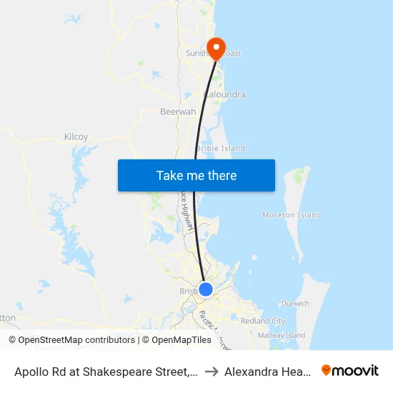 Apollo Rd at Shakespeare Street, Stop 39 to Alexandra Headland map