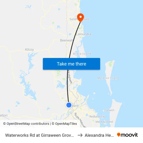 Waterworks Rd at Girraween Grove, Stop 21/22 to Alexandra Headland map