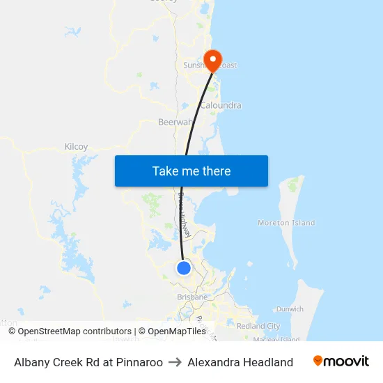 Albany Creek Rd at Pinnaroo to Alexandra Headland map