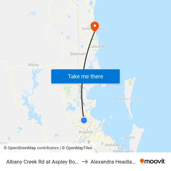 Albany Creek Rd at Aspley Bowl to Alexandra Headland map