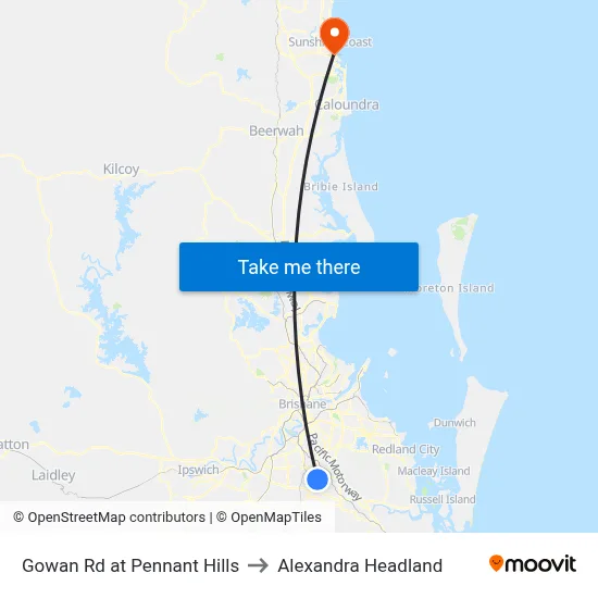 Gowan Rd at Pennant Hills to Alexandra Headland map