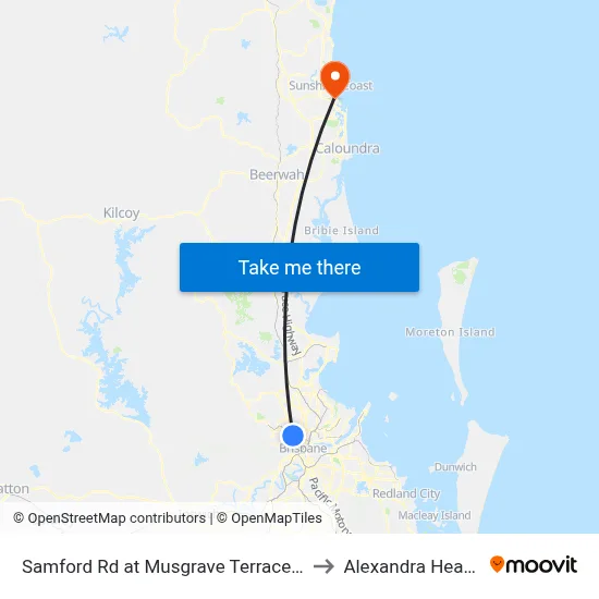 Samford Rd at Musgrave Terrace, Stop 27 to Alexandra Headland map