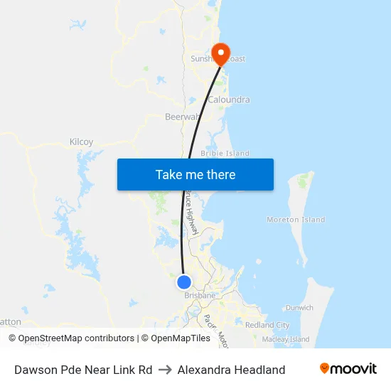 Dawson Pde Near Link Rd to Alexandra Headland map