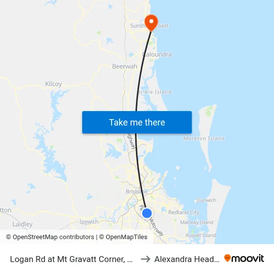 Logan Rd at Mt Gravatt Corner, Stop 44 to Alexandra Headland map