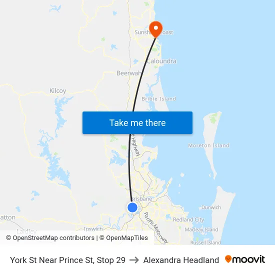 York St Near Prince St, Stop 29 to Alexandra Headland map