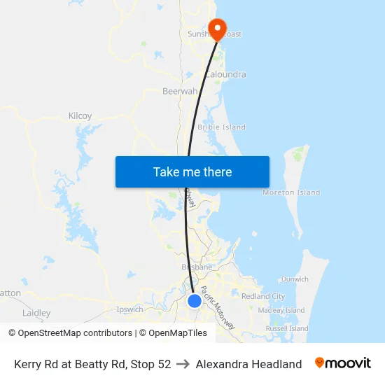Kerry Rd at Beatty Rd, Stop 52 to Alexandra Headland map