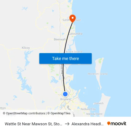 Wattle St Near Mawson St, Stop 35 to Alexandra Headland map