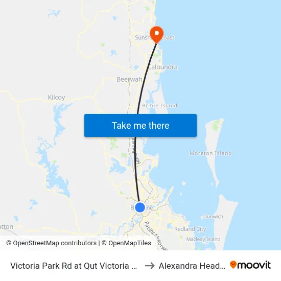 Victoria Park Rd at Qut Victoria Park Rd to Alexandra Headland map