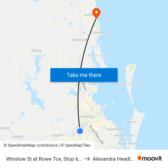 Winslow St at Rowe Tce, Stop 67/68 to Alexandra Headland map