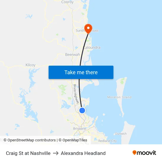 Craig St at Nashville to Alexandra Headland map